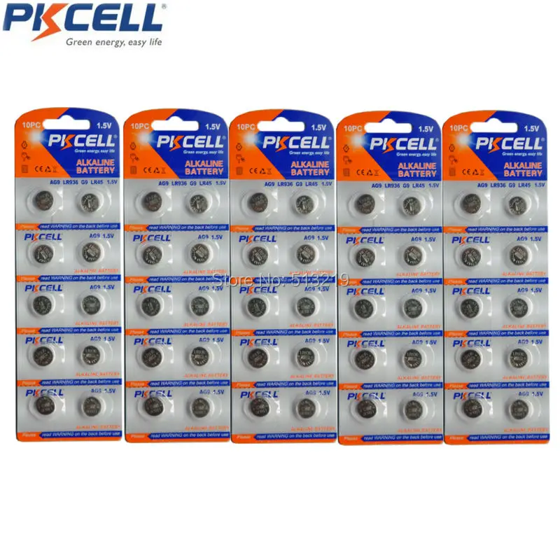 50 x G9 батареи AG9 1 5 V LR936 LR45 194 936 936a 394a 394 SR936SW для часов | Электроника
