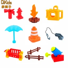 DIY строительный блок аксессуары совместимый Бренд Камера Duploed пожарный чемодан забор фонарь столы оптом части игрушки для детей