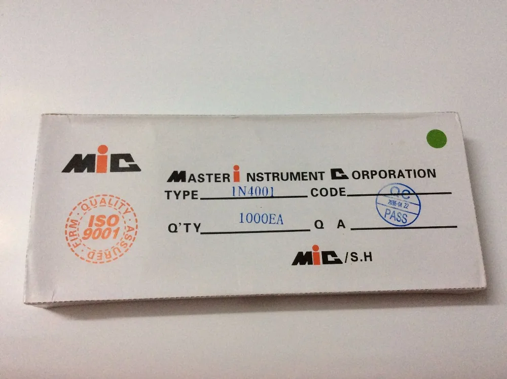 Совершенно новый 1N4001 1N-4001 1N 4001 DO-41 MIC DIP выпрямитель диода IN4001 1000 ⑤ коров. |