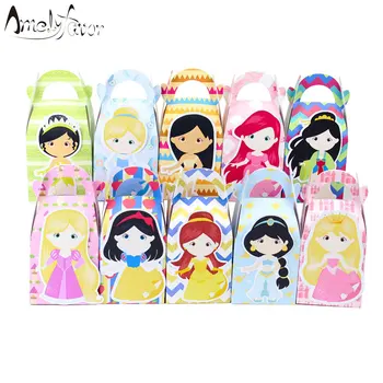 

New Princess Party Favor Box Candy Box Gift Box Cupcake Box Girl Kids Birthday Party Supplies Pink Decor Event Party Supplies