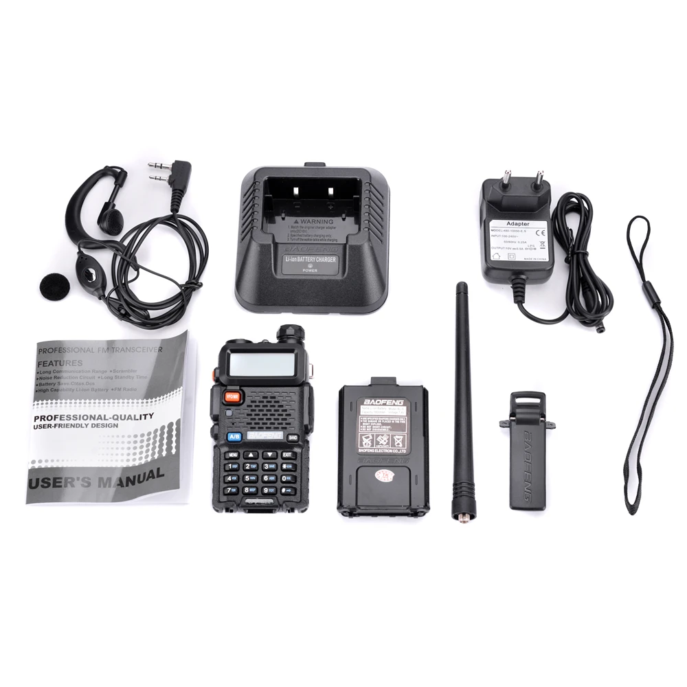 Baofeng UV-5R портативная рация Двухдиапазонная профессиональная 5 Вт UV 5R Ham двухстороннее радио UV5R портативная охотничья радиостанция КВ трансивер