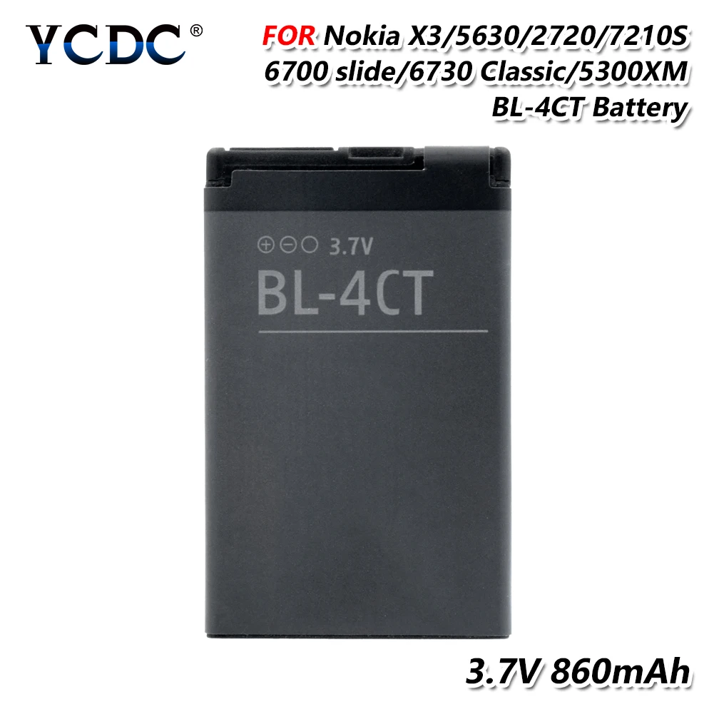 YCDC 3,7 V 860 мА/ч, BL-4CT BL4CT литий-ионный аккумулятор Батарея для Nokia 7210S 7310C 6700S 7230X3 X3-00 2720A 3720 6702S 5300XM 6730C