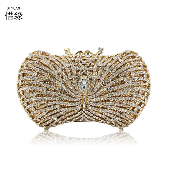 Strass Métal Or Xiyuan Or Soirée Bal Clutch Cocktail Purse D'embrayage orange Floral En Dur Mariage Pour Design Sac Sacs De Femmes Box argent qqvRwxgES