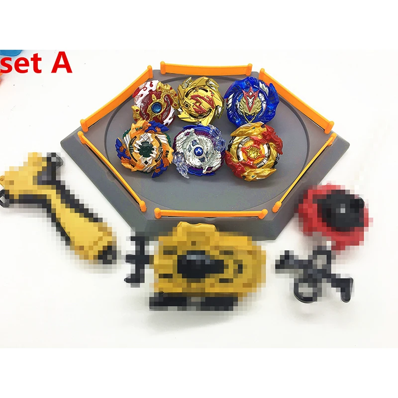 

10Pcs/Set Beybleyd Toys for Children Beyblade Burst with Launcher Gyro Set: Beyblade x6 + Battle Disk x1+Launcher x2+Grip x1