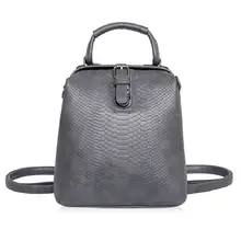 New 2017 Women Crocodile Pattern Doctor Women Backpack Travel Rugzak Women’s PU Leather Rucksack Bag Mochila Feminina