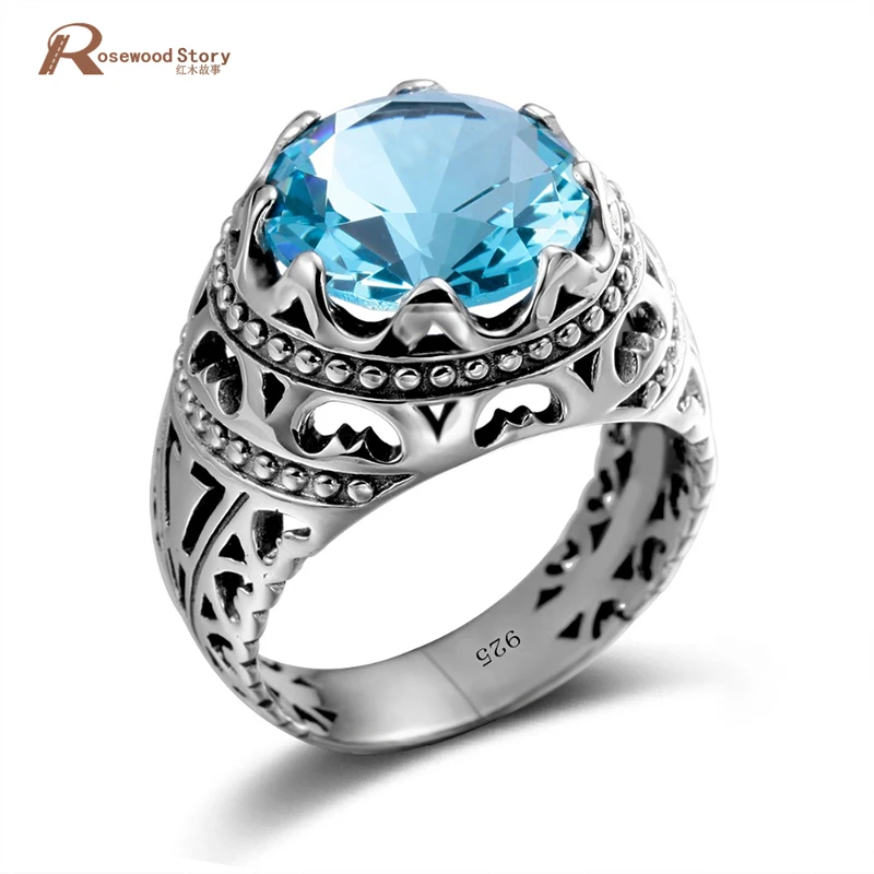 Vintage lab created Topaz ring set in 925 sterling silver.