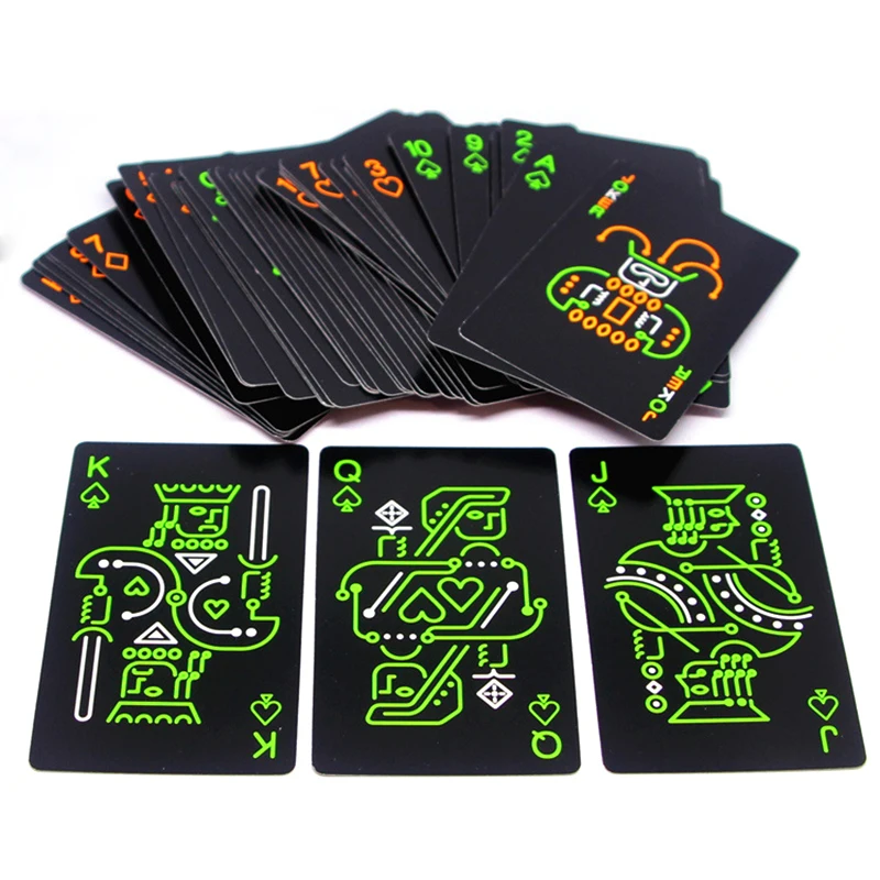 Черный светится в темноте бар КТВ Серебристые флуоресцентные покер карты ночь световой игральные карты коллекция карт Специальные Покер