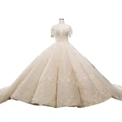Роскошные волны арабский 2018 бальное платье кружево на спине бисер Кристаллы Свадебные платья