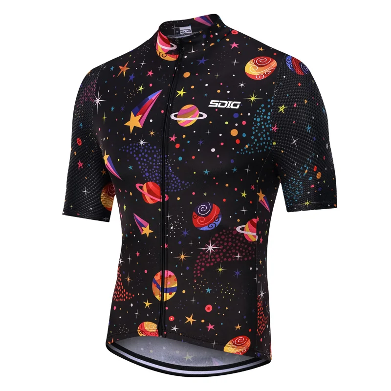 

SDIG men cycling jersey 2019 New cycle clothing tops short sleeve CoolMax MTB vetement femme Bright color sport wear
