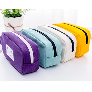 

Creative Kawai Pencil Case Candy Color Canvas Pen Bag Large Storage Pencil Case Creative Zipper Pencil Bag School Bag Stationery