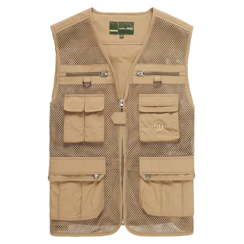 

Spring Autumn Cotton Mesh Vest Male Multi Pocket Photography Vest Plus Size XXXXL Working Waistcoat Sleeveless Jacket Men M-4XL