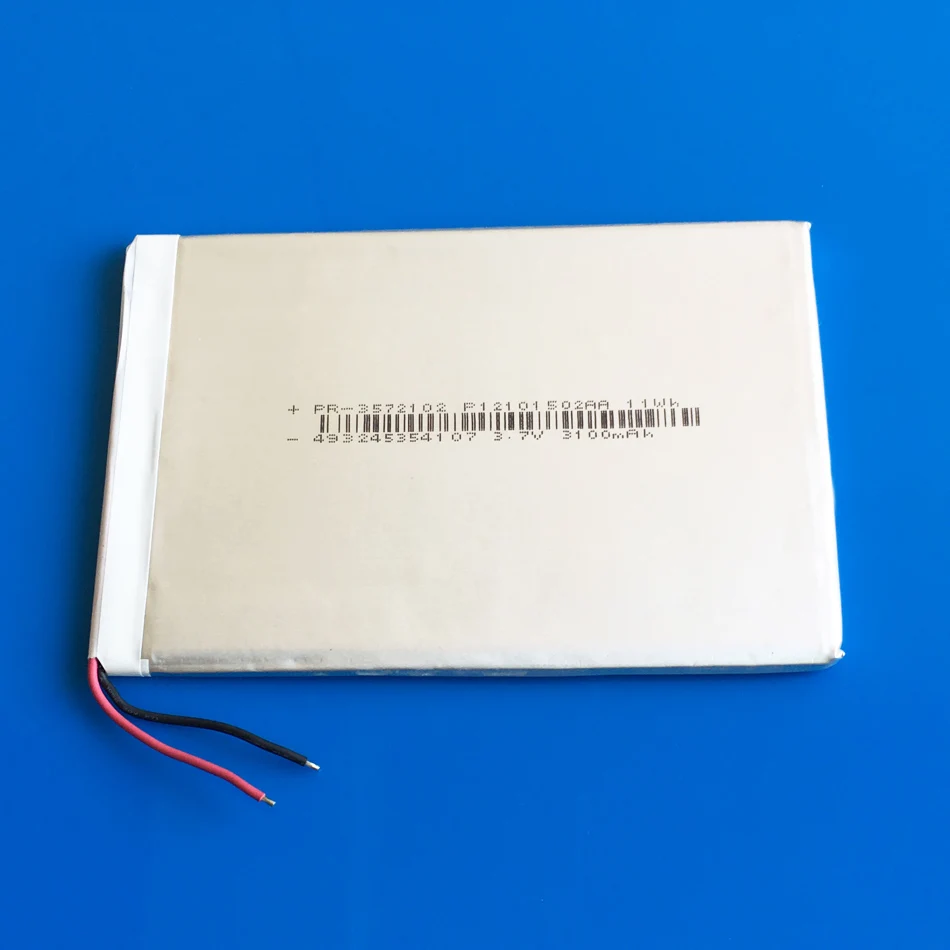 3572102 ultra thin 3.7V 3100mAh lithium polymer rechargeable li ion