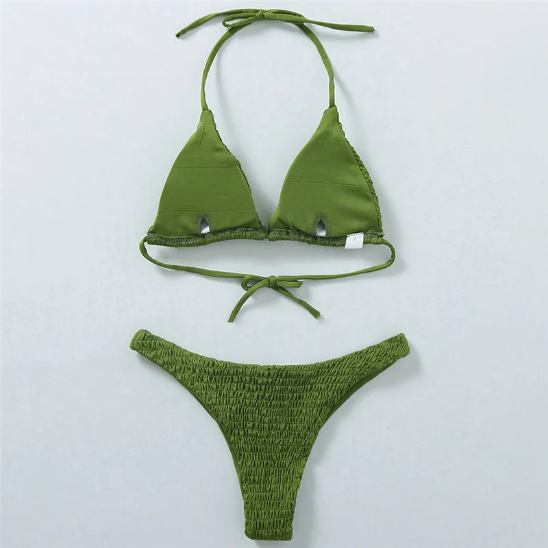 Triangle pleated bikini set 02