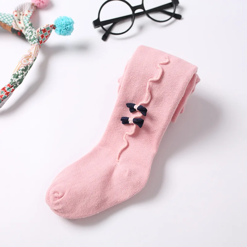 BibiCola/ колготки для маленьких девочек; сезон весна-осень; длинные мягкие хлопковые колготки до колена с бантом; Новинка года; длинные носки для новорожденных - Цвет: pink
