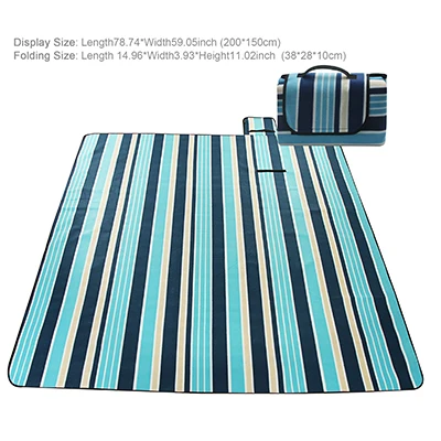 Водонепроницаемое Фланелевое покрывало для пикника на природе коврик с ремешком для переноски(синие полоски - Цвет: Blue Strips
