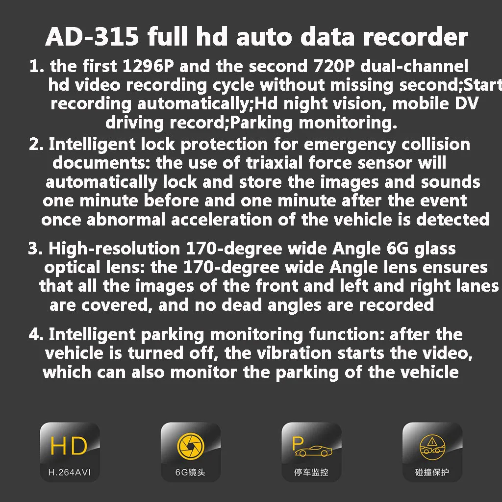 Full HD 1920X1080 Автомобильный скрытый рекордер для вождения Wifi ночного видения HD 360 градусов рекордер для вождения видео запись камера# Y1