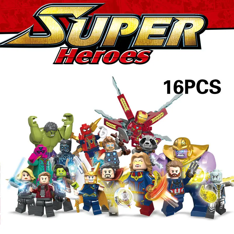 

super Heroes Infinity War Thanos Guardians of Galaxy Spider iron man Avengers Venom legoingly Blocks Toys miniFigured