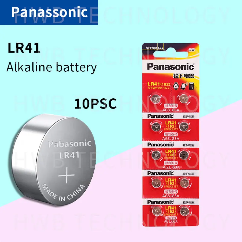 10 шт. 1,5 в PANASONIC LR41 192 кнопки щелочные батареи