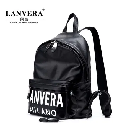 

LANVERA first layer of leather shoulder bag 2017 new simple leather backpack trend female bag
