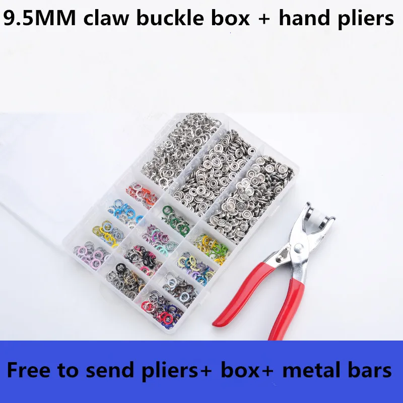 

mix color of environmentally friendly 9.5 mm hollow claw clasp box packaging baby clothes Metal buttons+ a set of hand tools