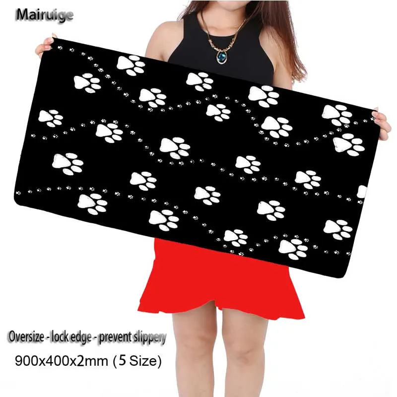 

Mairuige Black White Paw Print Large 900*400mm Speed Locking Edge Keyboards Mat Rubber Gaming Mouse pad Desk Mat for Cs Go DOTA2