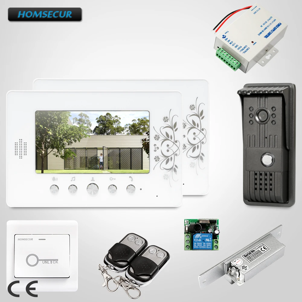 

HOMSECUR 7inch Video Security Door Phone Electric Strike Lock Set Included for Apartment : XC003+XM709