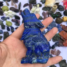 10 см натуральный кристалл резьба лазурит фигурка волка статуя ручной резной кристалл исцеление для семьи