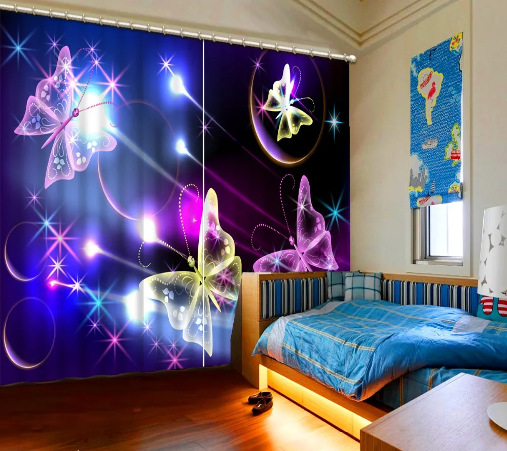 

High Quality Costom Luxury European Modern butterfly window curtains for living room