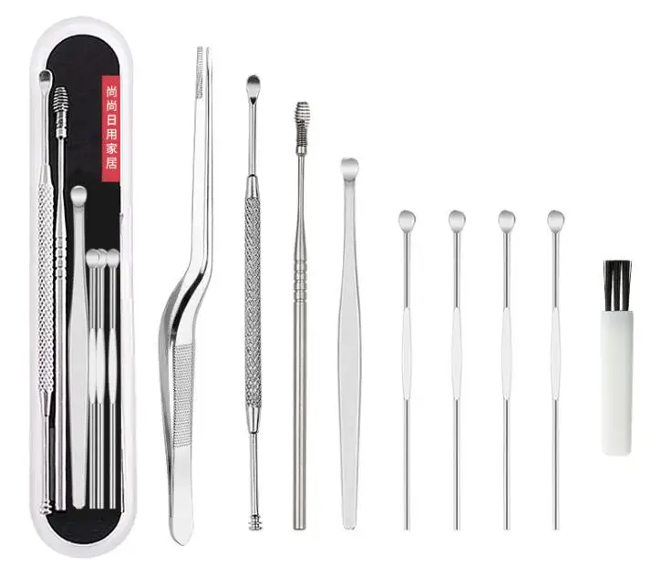 

Stainless Steel Digging Ear Spoon Set Spiral Rotating Dig Spoon Double Ears Artifact Cleaning Tool Earpick Earwax Remover Kit A3