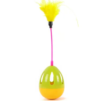 

Funny Pet Cat Toys Tumbler Ball Toy Funny Teaser Wobble Toy with Color Feather Interactive Store
