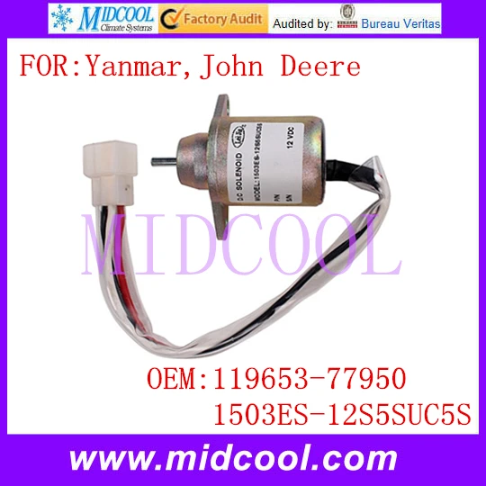 New Auto Engine Fuel Shut Down Shutoff Solenoid Valve use OE NO. 119653-77950 1503ES-12S5SUC5S for Yanmar John Deere | Автомобили и