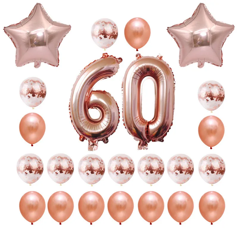 60 Rose gold 1 комплект из розового золота блестки латексные неоновые стикеры набор алюминиевой фольги кисточкой творческий день рождения декоративные шары 77 - Цвет: 60 Rose gold