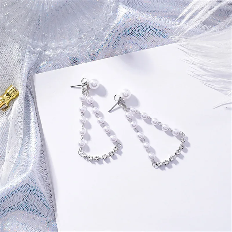 Ajoдрагоценность искусственный жемчуг капли воды серьги Элегантный Bling Стразы для