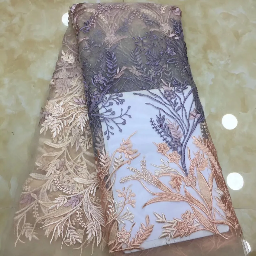

2019 new arrival beautiful flower French lace fabric, Nigeria wholesale tulle lace fabric dubai party