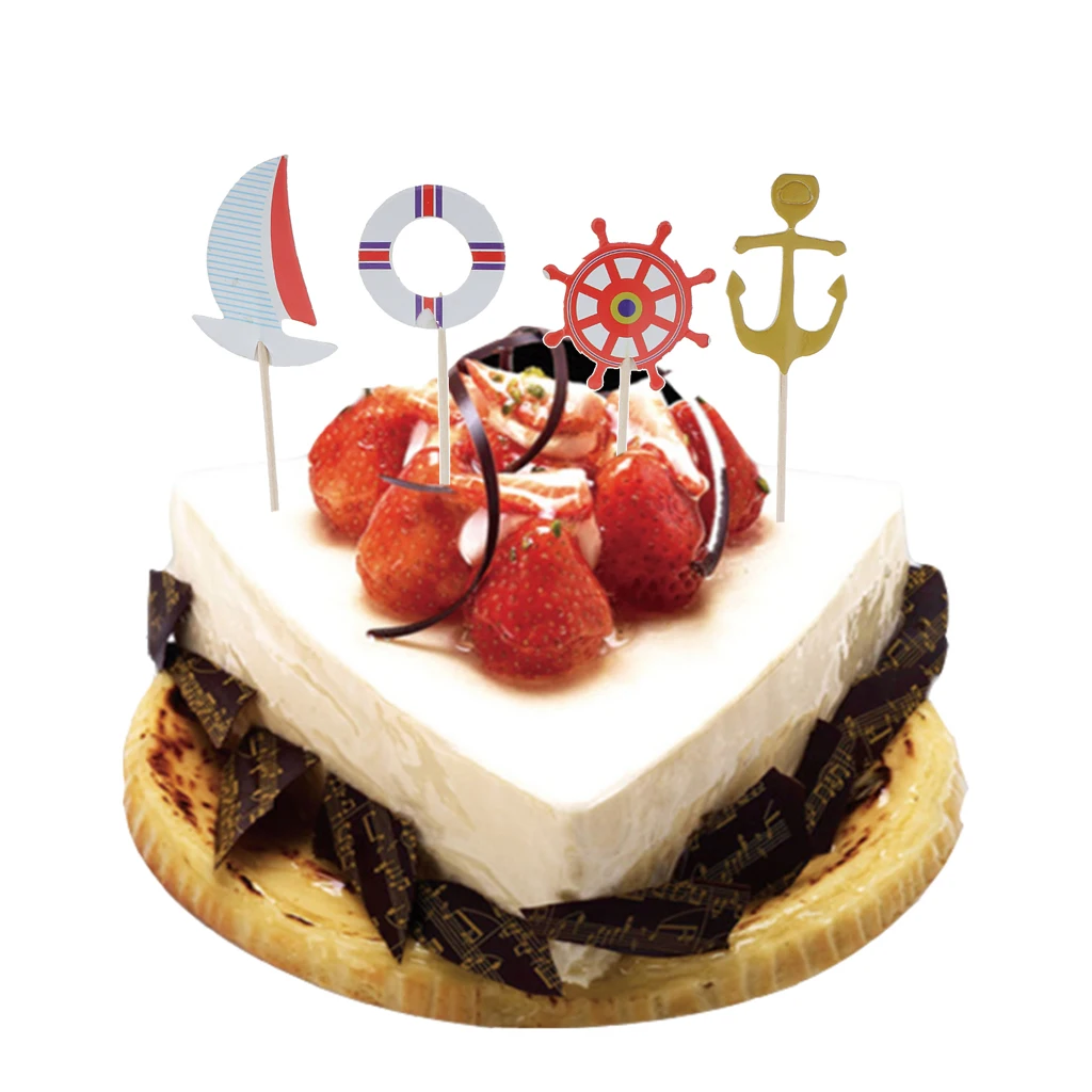 24pcs Novelty Sailing Ocean Sailor Theme Food Cupcake Picks Toppers Birthday Party Baby Shower Favors