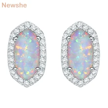 Newshe белый опал серьги-заглушки для женщин 925 пробы серебро AAA кубический цирконий модные ювелирные изделия подарок QE38735