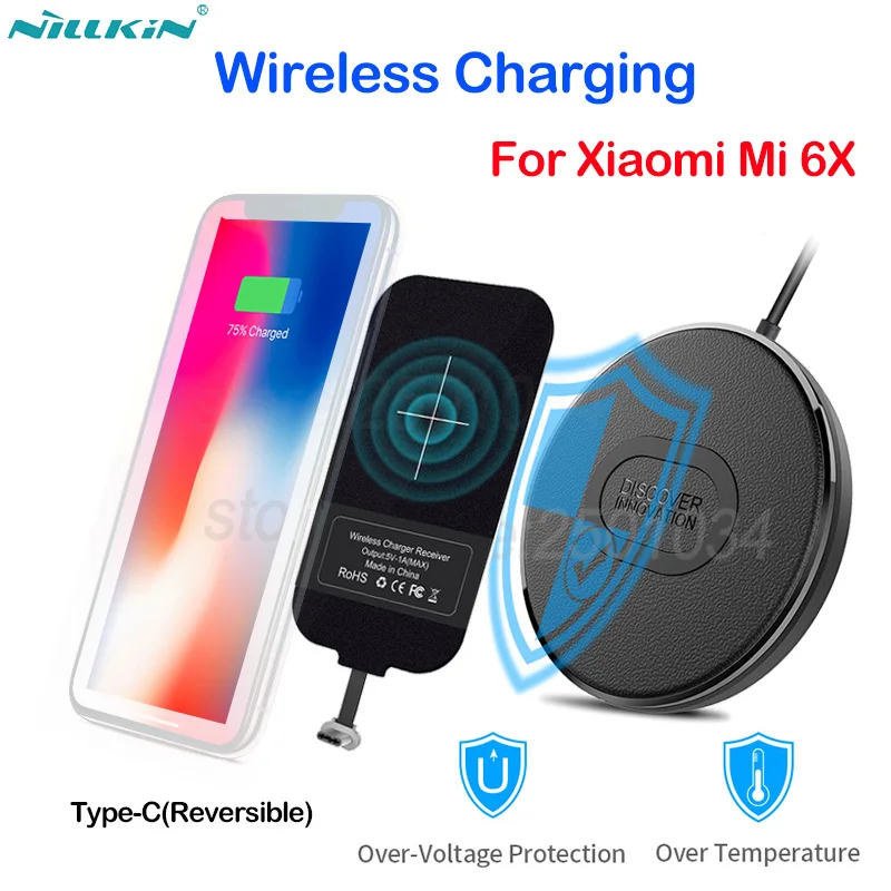 

Nillkin Wireless Charging for Xiaomi Mi 6X A2 Small Qi Fast Wireless Charger with Micro USB C Type-C Charging Receiver Magic Tag