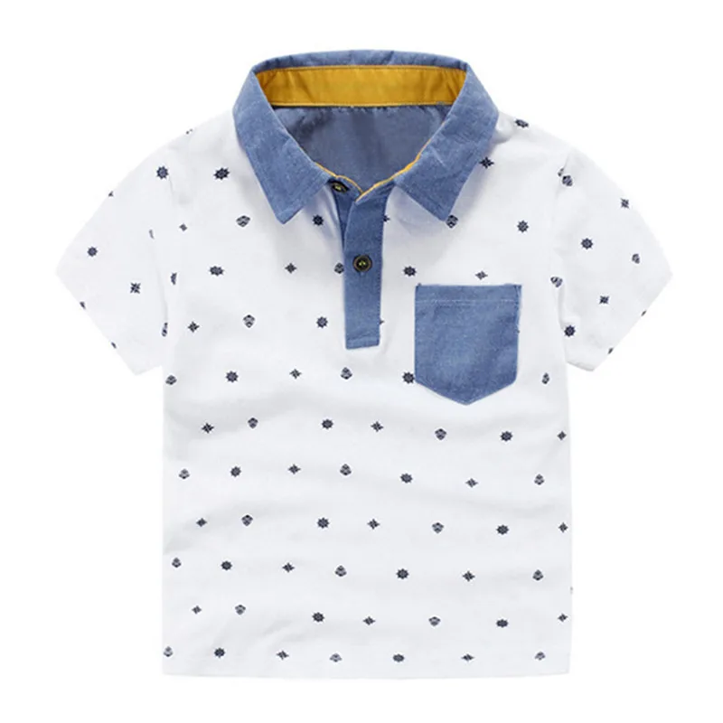 Summer 2018 Kids Boys White Polo Shirts Style Fashion Children Cotton