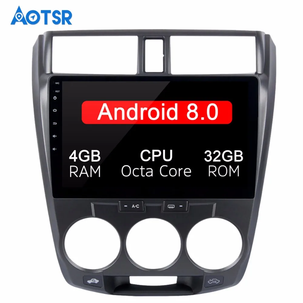 Cheap 10.2" Android 8.0 Car GPS Player IPS Screen 4G+32G for Honda City 2008-2012 Car Stereo Multimedia Bluetooth No DVD player Radio 8
