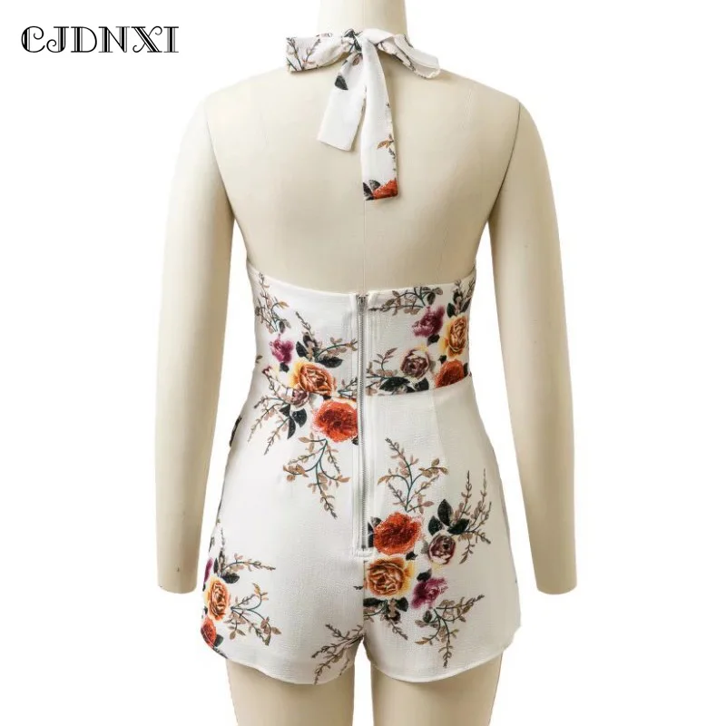 Red Summer Floral Jumpsuit Backless Sleeveless Back Age Jumpsuits Enteritos Mujer Verano