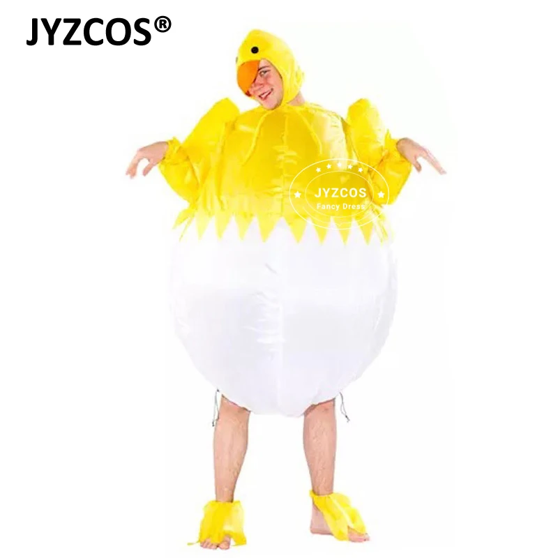 JYZCOS Adult Women Men Inflatable Yellow Chicken Costume Halloween Carnival Holiday Games Cosplay Props Clothing Blow Up Costume (1)