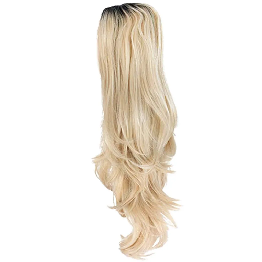

Factory price 1pc Women Fashion Lady Gold Lace Front Long Wave Curly Wig 60cm Hair Cosplay Wigs Stand 2019 HOT Simple Feb28