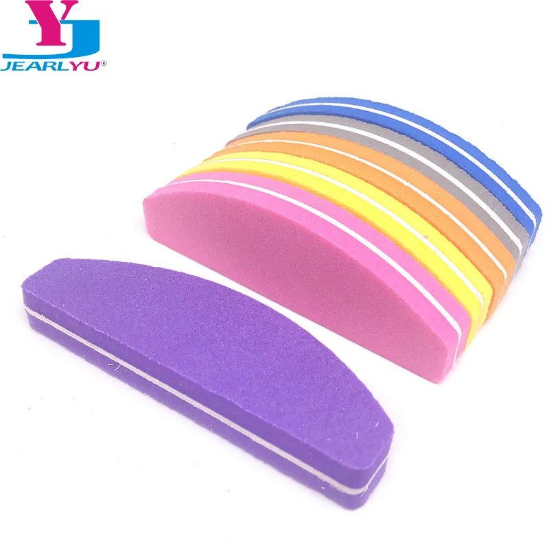 

5 Pcs Mix Color Moon Shape Nail File Sponge Nagel Vijl Buffer Limas Para Unhas 100/180 Nail Files Set Manicure Tools