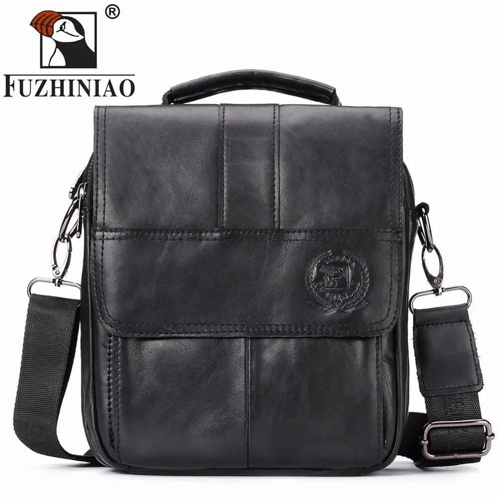 FUZHINIAO мужские сумки-мессенджеры из натуральной кожи, мужская сумка с клапаном, маленькие классические сумки на плечо для Ipad, черные сумки через плечо для Mele