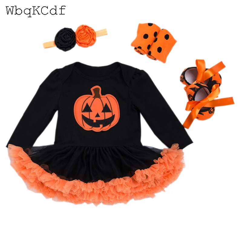 

New Halloween Baby Costumes Cloth Infant Toddler Baby Girls My First Halloween Outfits Newborn Halloween pumpkin Romper Set