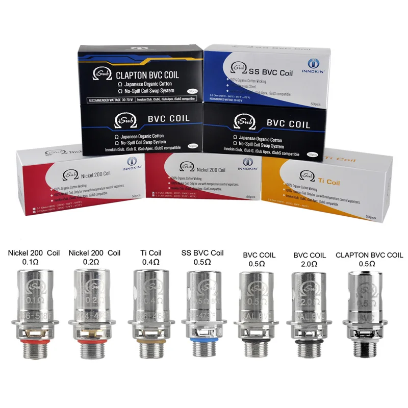 

Original Innokin iSub Coil 0.5ohm 0.2ohm 0.4ohm 0.1ohm 2.0ohm Replacement iSub Coil For iSub Tanks iSub Atomizer Coil Head 5pcs