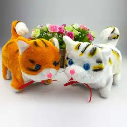 Милый робот кошка электронный котенок домашнее Животное Ходьба сияющие глаза с светодиодный плюшевый питомец забавные игрушки для кошек