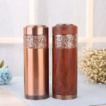 

500ml Stainless steel thermos high-grade Vacuum straight kettle Factory wholesale retro wood color insulation bottle Free Ship