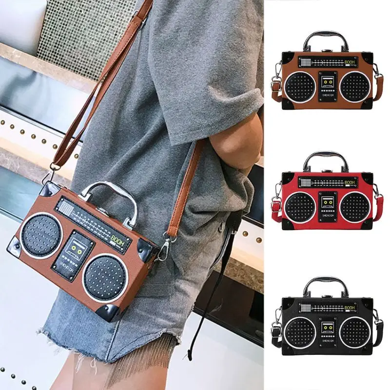 

Fashion Women Vintage Radio Shaped Crossbody Bag Girls Lady Multifunction Casual Clip Clasp Shoulder Bag Handbag Tote Purse New