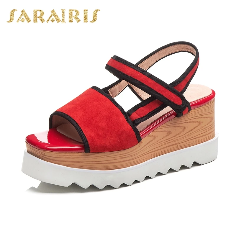 

Sarairis 2019 New Fashion INS Hot Sandals Women Summer Kid Suede Peep Toe Platform High Heels Sandals Women Shoes Woman